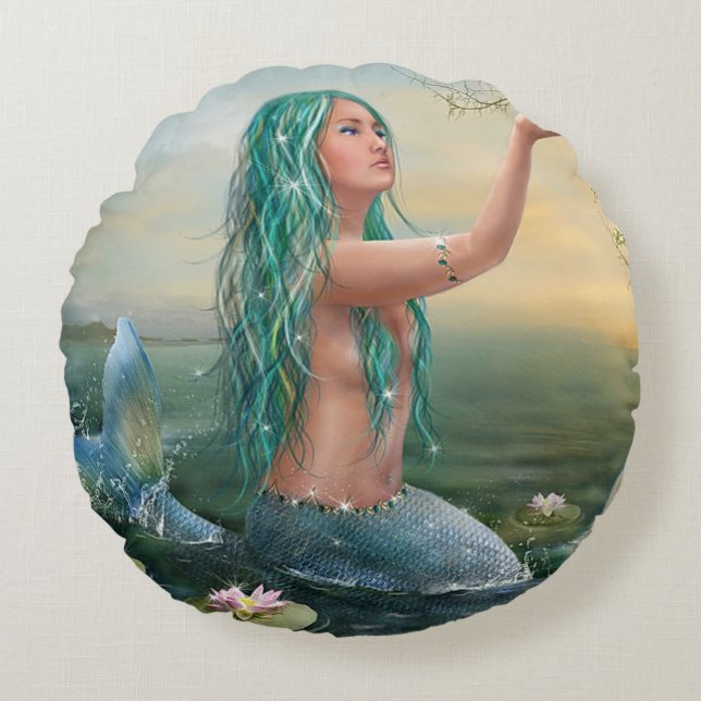 Cojín Redondo sirena y unicornio (Anverso)