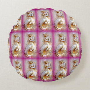 Cojín Redondo sirenas sentadas almohadilla rosa de lanzamiento r