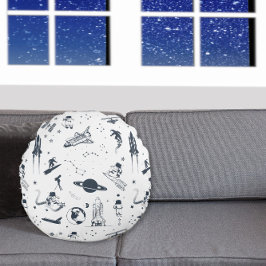 Cojín Redondo Sistema solar exterior Astronauta Fleece de nave e