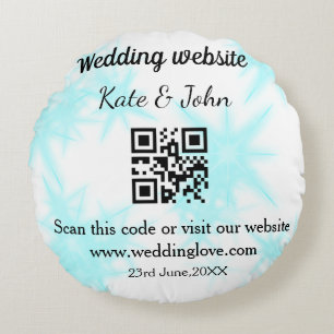 Cojín Redondo Sitio web de boda simple minimal QR código agregar