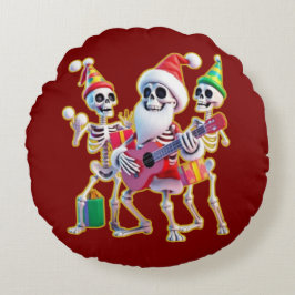 Cojín Redondo **Skeleton 3D Christm Santa Party – Funnyas Skelet