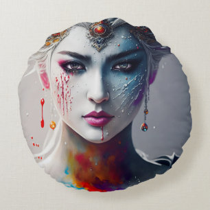 Cojín Redondo skin paint girl white