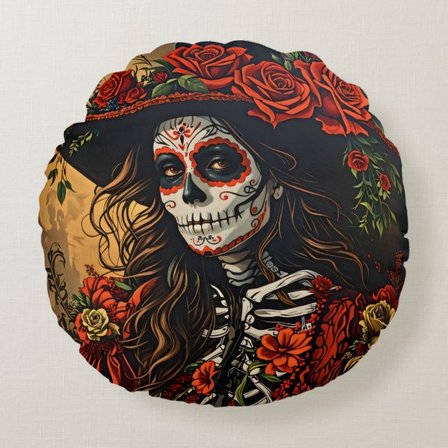Cojín Redondo Skull mexicana (Anverso)