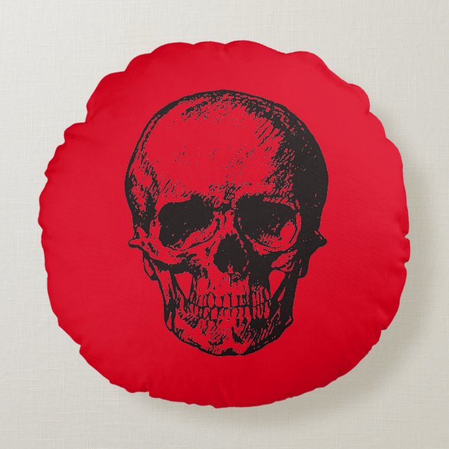 Cojín Redondo Skull Red Pop Art (Anverso)