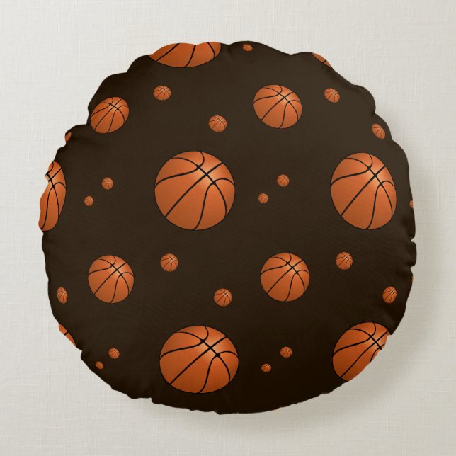 Cojín Redondo Slam Dunk Basketball Pattern Sports (Anverso)