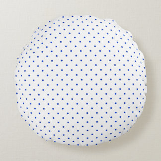 Cojín Redondo Small Cobalt Blue Polkadots on White Round Pillow