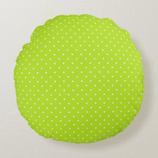 Cojín Redondo Small Lime Green and White Polka Dots Round Pillow
