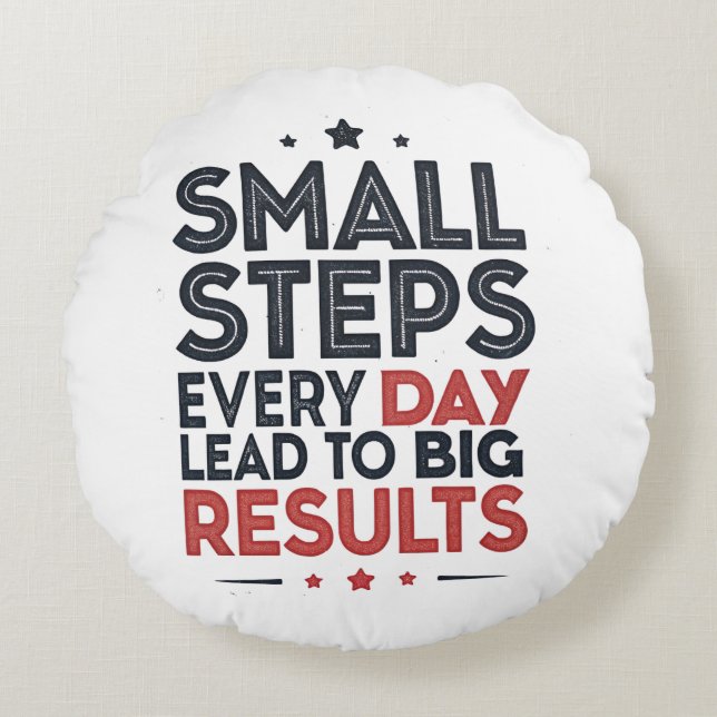 Cojín Redondo Small Steps Every Day Lead – Motivational Quote De (Anverso)