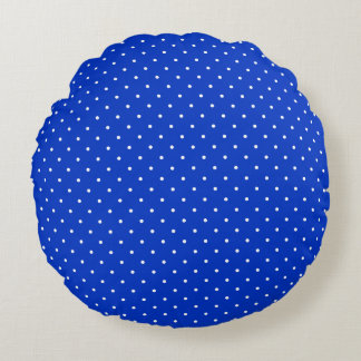 Cojín Redondo Small White Polkadots on Cobalt Blue Round Pillow