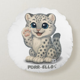 Cojín Redondo Snow leopard - Purr-ello