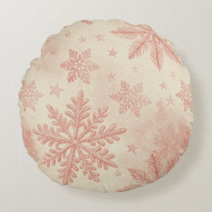 Cojín Redondo Snowflake Christmas Watercolor Winter Pine