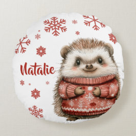 Cojín Redondo Snowflake, Navidades de edgehog personalizados
