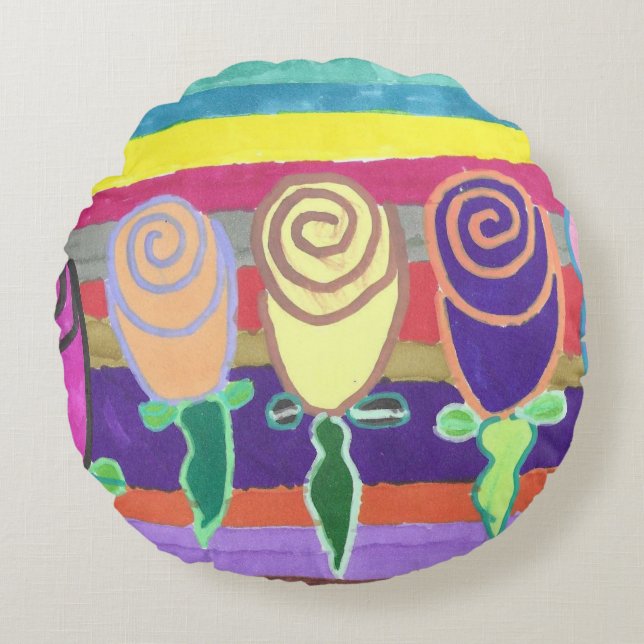 Cojín Redondo Snowie Roses Round Pillow (Anverso)