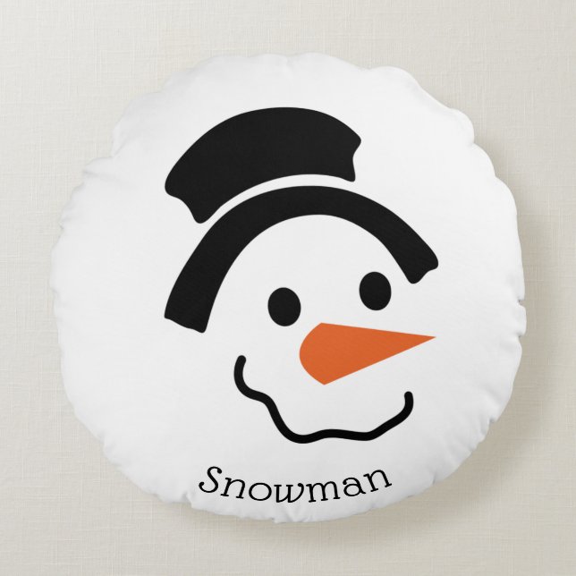 Cojín Redondo Snowman Face Hat Round Pillow (Anverso)