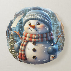 Cojín Redondo Snowman Snowglobe