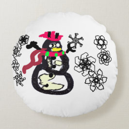 Cojín Redondo Snowman winter 