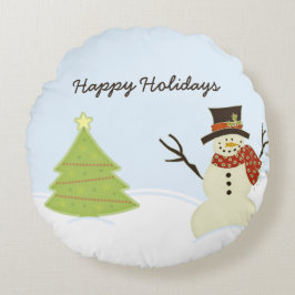 Cojín Redondo Snowman y el árbol