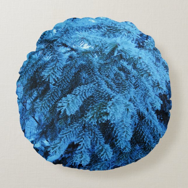 Cojín Redondo Snowy Forest Spruce (Anverso)
