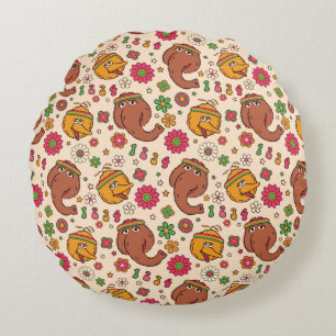 Cojín Redondo Snuffleupagus y Big Bird Groovy Flower Pattern