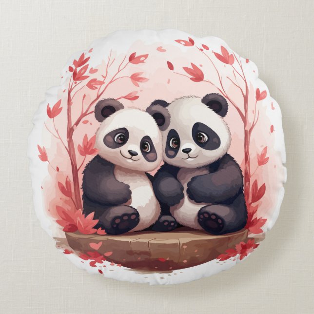 Cojín Redondo So Happy Together Panda par (Anverso)