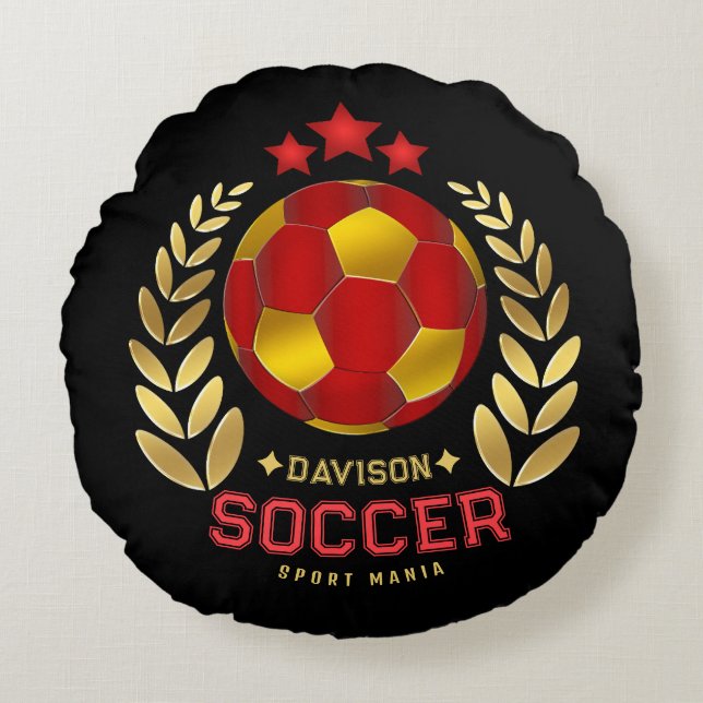 Cojín Redondo Soccer Fan Logo (Anverso)