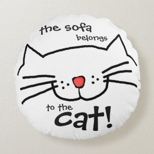 Cojín Redondo Sofa pertenece al gato - blanco