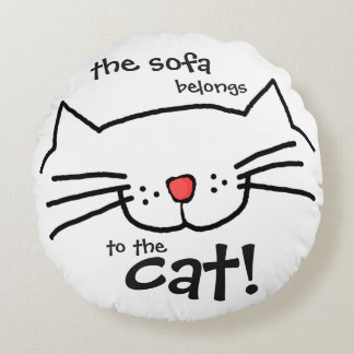 Cojín Redondo Sofa pertenece al gato - blanco