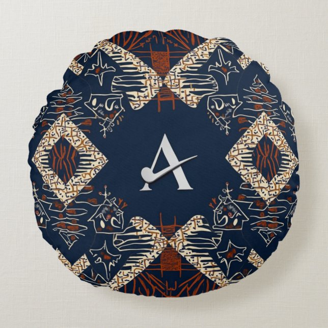 Cojín Redondo Sofisticada isla caribeña africana de lujo (Anverso)