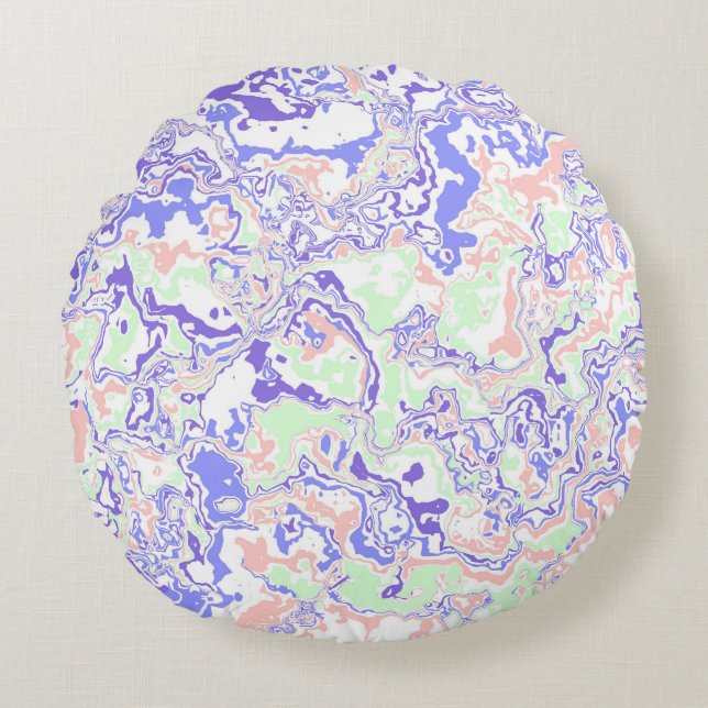 Cojín Redondo Soft Pastel Funky Boho Retro Resumen Marble (Anverso)