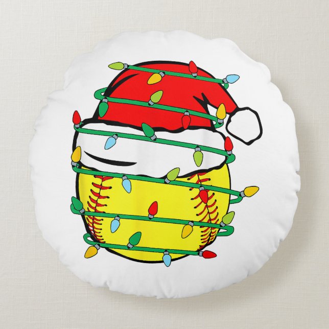 Cojín Redondo Softbol de Navidad  (Anverso)