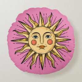 Cojín Redondo Sol amarillo con cara