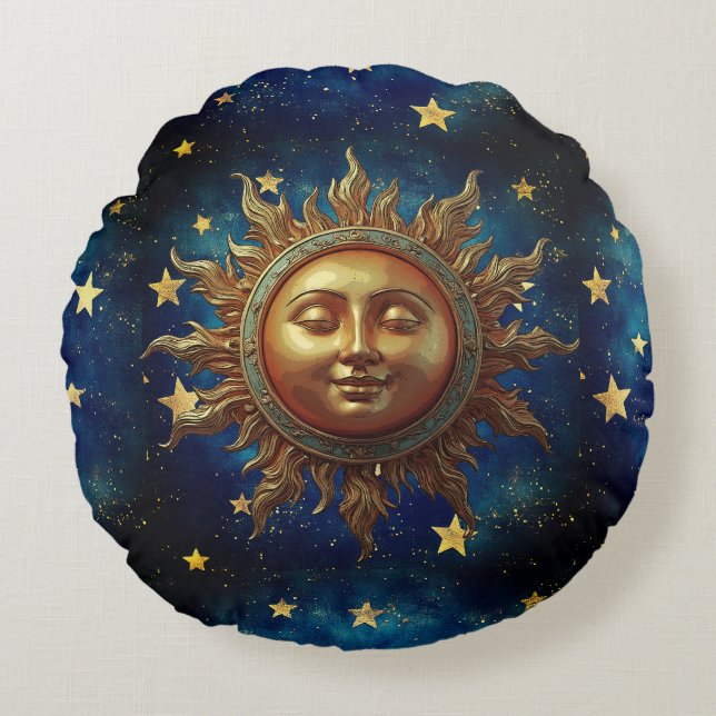 Cojín Redondo Sol Celestial  (Anverso)