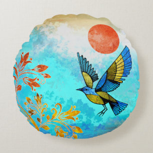 Cojín Redondo Sol de árbol de aves