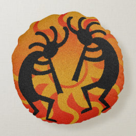 Cojín Redondo Sol Kokopelli, desierto tribal del suroeste de Ora