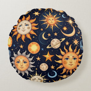 Cojín Redondo Sol negro y luna