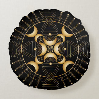 Cojín Redondo Solar Plexus Chakra Shadow Mandala Round Pillow