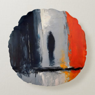 Cojín Redondo Soledad – Figura abstracta en el silencio urbano