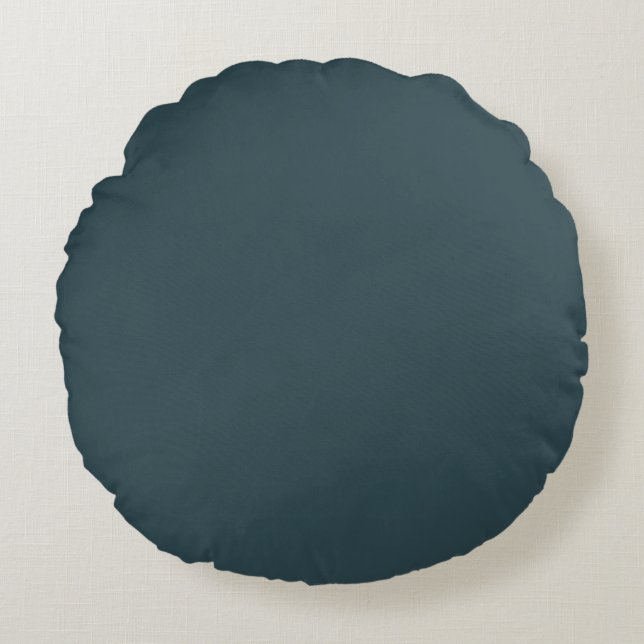 Cojín Redondo Sólido azul-verde oscuro viridiano (Anverso)