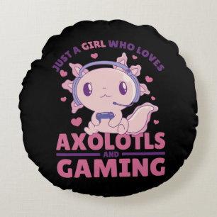 Cojín Redondo Sólo Un Chica Que Ama A Los Axolotls Y A Los Juego
