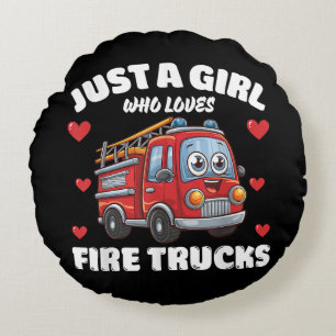 Cojín Redondo Solo un Chica que ama los camiones de bomberos, el
