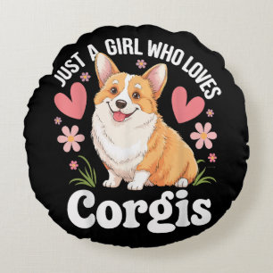 Cojín Redondo Solo una chica que ama Corgis