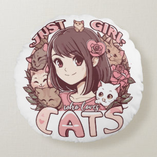 Cojín Redondo solo una chica que ama los gatos