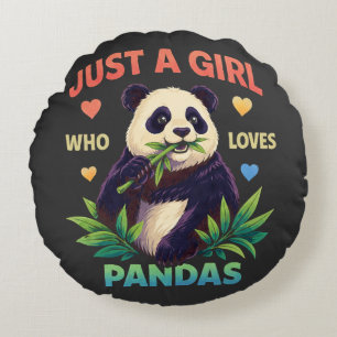 Cojín Redondo Solo una chica que ama pandas lindo