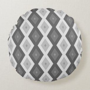 Cojín Redondo Sombras de patrón de diamante gris