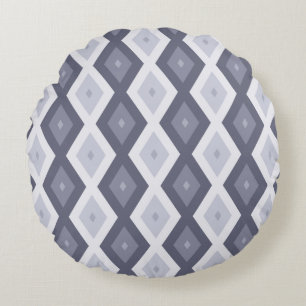 Cojín Redondo Sombras de patrón de diamante gris azul