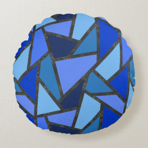 Cojín Redondo Sombras de vidrio manchado azul