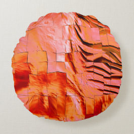 Cojín Redondo Sombroso color salmón en textura de mosaico suave 