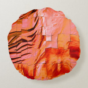 Cojín Redondo Sombroso color salmón en textura de mosaico suave 