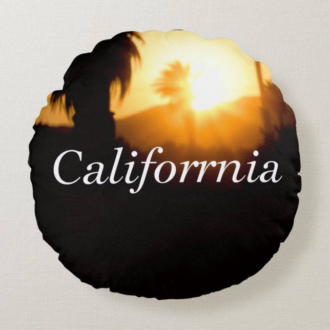 Cojín Redondo Soñando con California (Anverso)