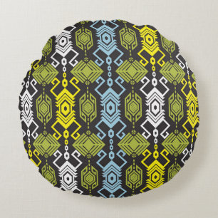 Cojín Redondo Songket Tenun Patrón Geométrico Sin Marea con Crea